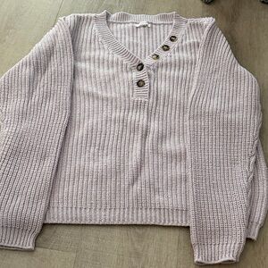 Maurices V-Neck Sweater with Button Detail - Light Gray